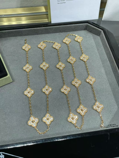 [Star Jewelry]CLOVER 20 MOTIFS FULL-DIAMOND NECKLACE