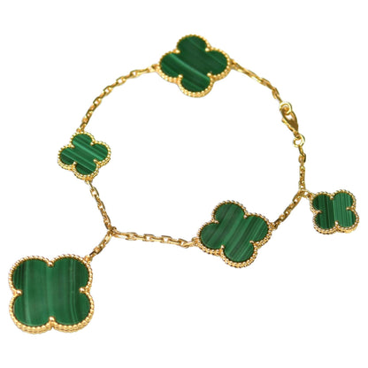 [Star Jewelry]MAGIC CLOVER MALACHITE GOLD BRACELET 5 MOTIFS