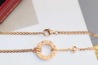 [Star Jewelry]LOVE NECKLACE ADJUSTABLE ROSE GOLD 2 DIAMOND