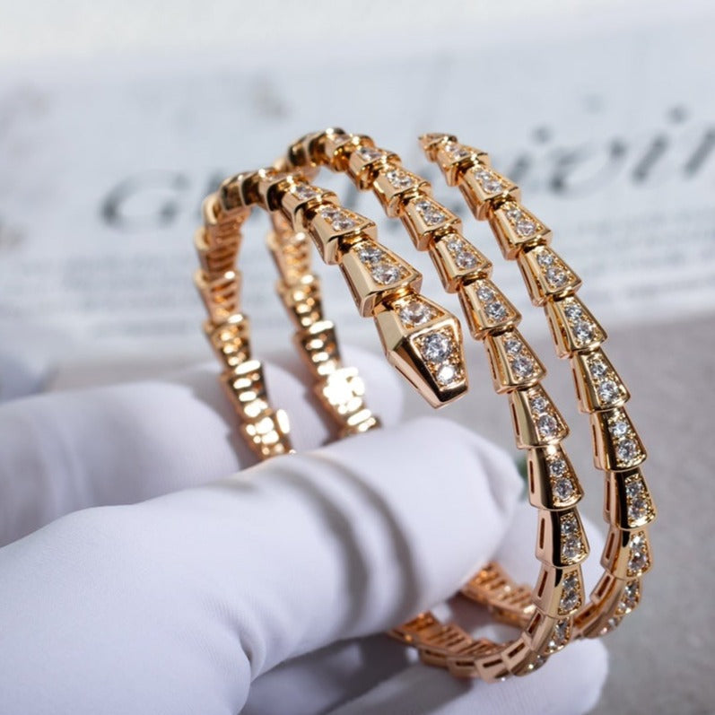 [Star Jewelry]SERPENTI BRACELET PINK GOLD DIAMOND DOUBLE ROW