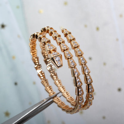 [Star Jewelry]SERPENTI BRACELET PINK GOLD DIAMOND DOUBLE ROW