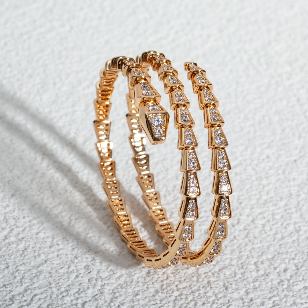 [Star Jewelry]SERPENTI BRACELET PINK GOLD DIAMOND DOUBLE ROW