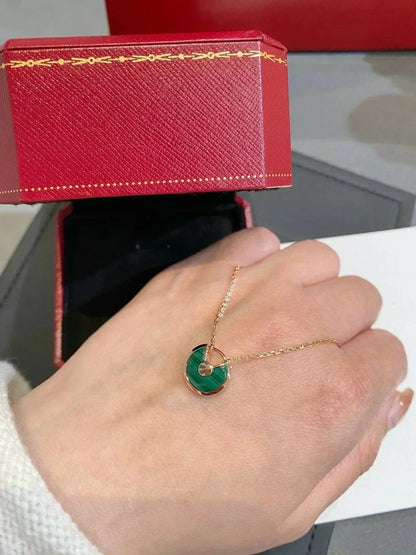 [Star Jewelry]AMULETTE ROSE GOLD MALACHITE NECKLACE