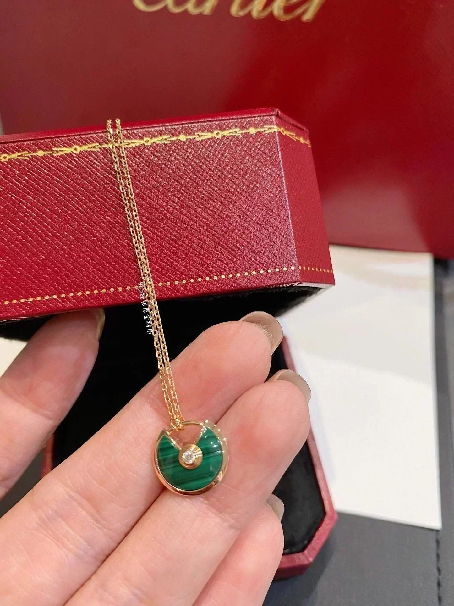 [Star Jewelry]AMULETTE ROSE GOLD MALACHITE NECKLACE