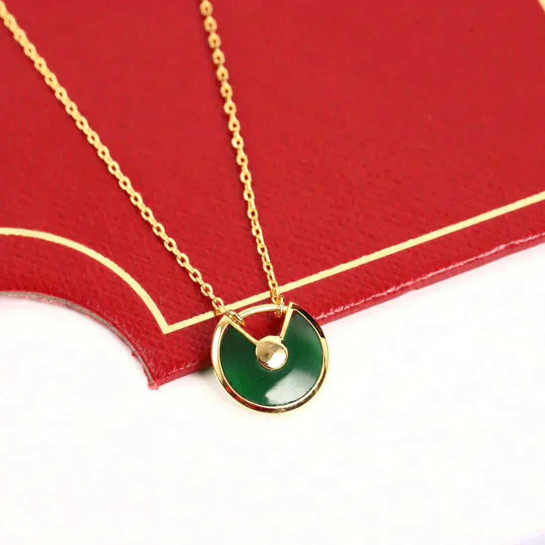 [Star Jewelry]AMULETTE GOLD MALACHITE NECKLACE