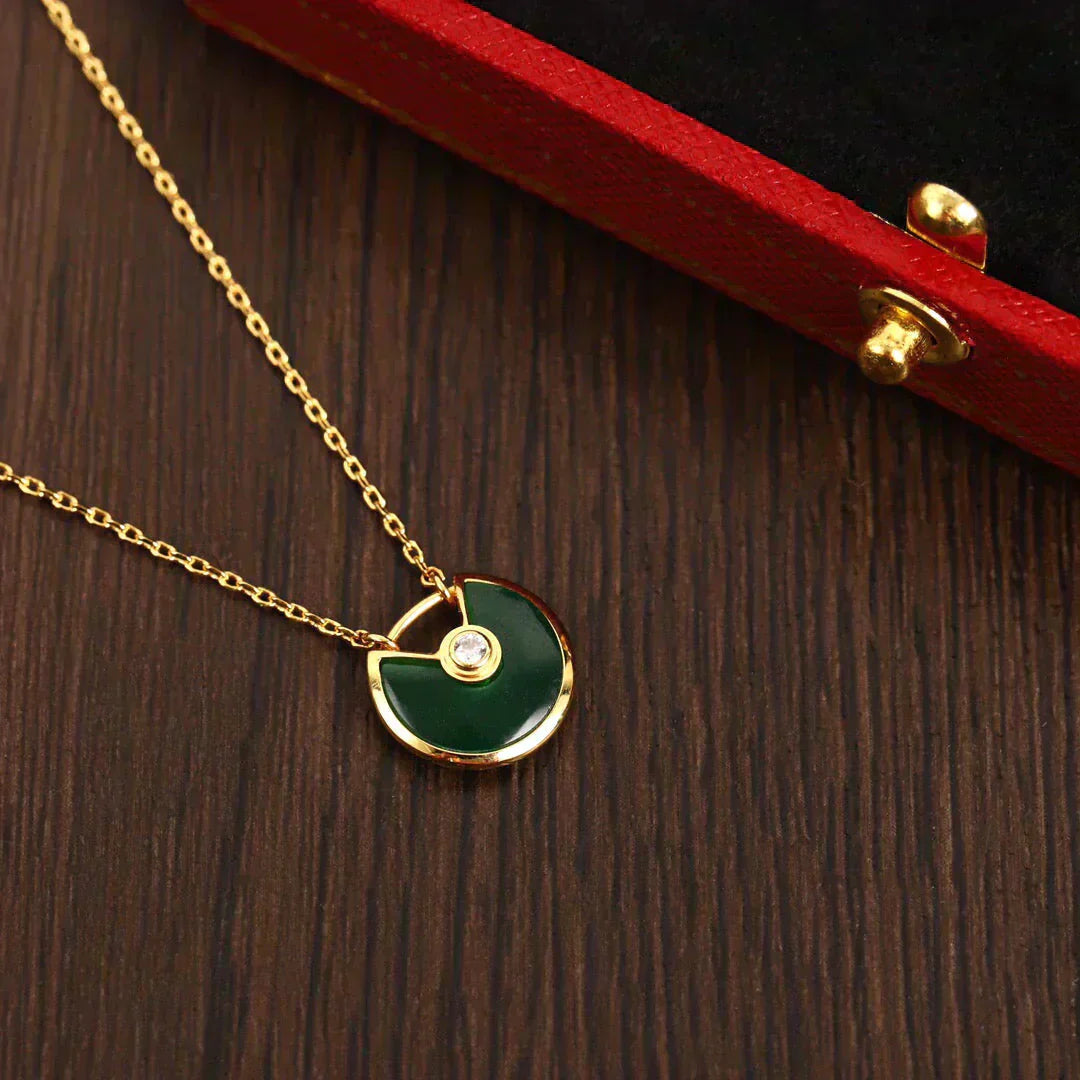 [Star Jewelry]AMULETTE GOLD MALACHITE NECKLACE
