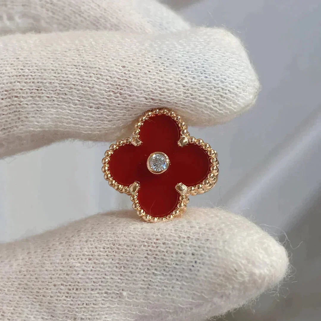 [Star Jewelry]CLOVER MEDIUM 1 MOTIFS CARNELIAN  DIAMOND earrings