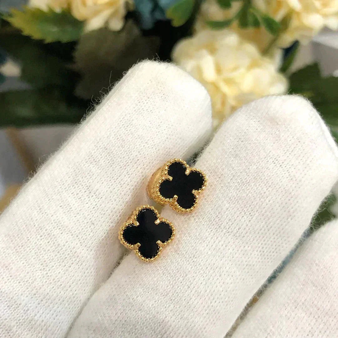 [Star Jewelry]CLOVER MINI 9.5MM BLACK MOP EARRINGS
