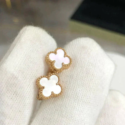 [Star Jewelry]CLOVER MINI 9.5MM WHITE MOP EARRINGS