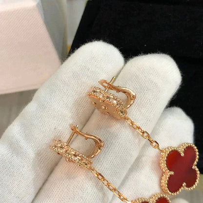 [Star Jewelry]CLOVER 2 MOTIF  LASER CARNELIAN EARRINGS