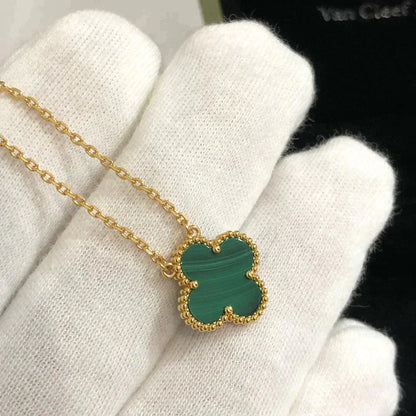 [Star Jewelry]CLOVER 15MM MALACHITE SINGLE FLOWER  NECKLACE