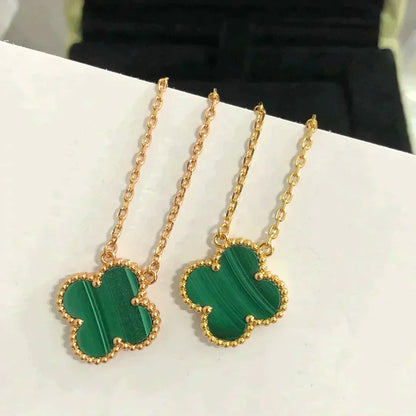 [Star Jewelry]CLOVER 15MM MALACHITE SINGLE FLOWER  NECKLACE