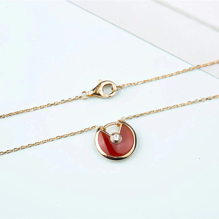 [Star Jewelry]AMULETTE GOLD CARNELIAN ONYX NECKLACE
