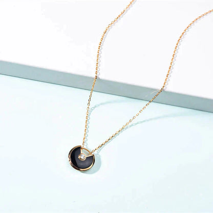 [Star Jewelry]AMULETTE GOLD CARNELIAN ONYX NECKLACE