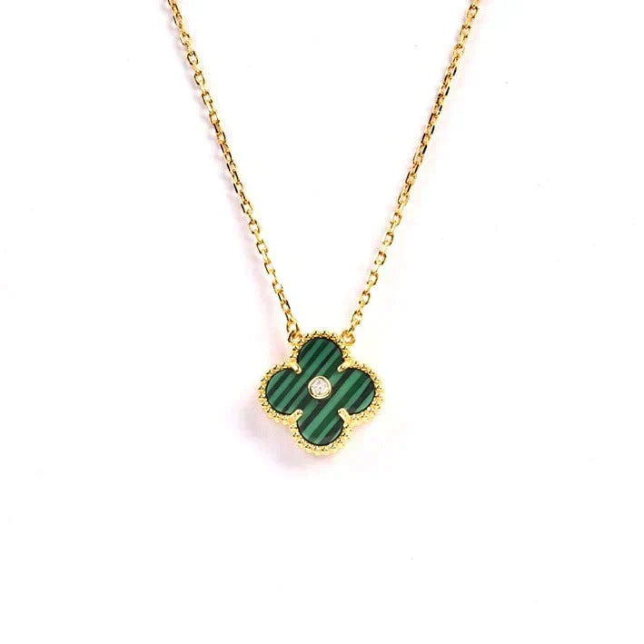 [Star Jewelry]CLOVER 15MM DIAMOND TURQUOISE NECKLACE