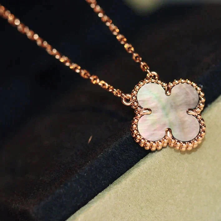 [Star Jewelry]CLOVER 15MM  GRAY MOTHER OF PEARL NECKLACE