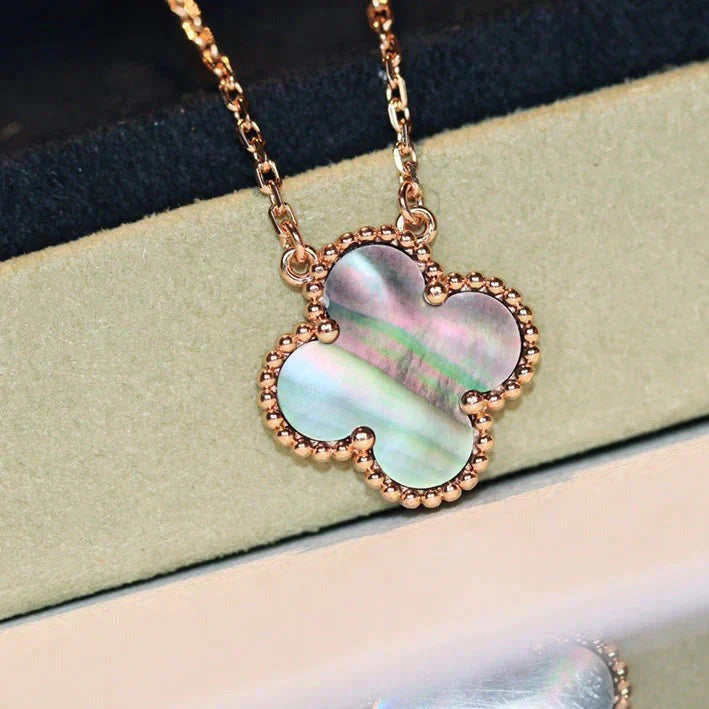 [Star Jewelry]CLOVER 15MM  GRAY MOTHER OF PEARL NECKLACE