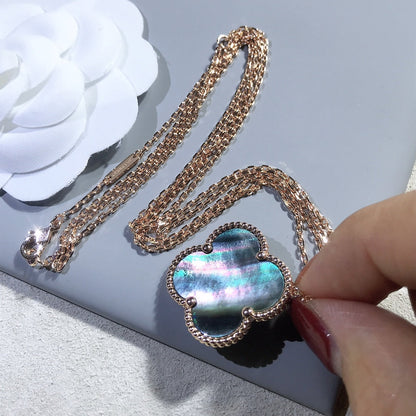 [Star Jewelry]CLOVER 25MM GOLD DARK MOP BIG CLOVER NECKLACE