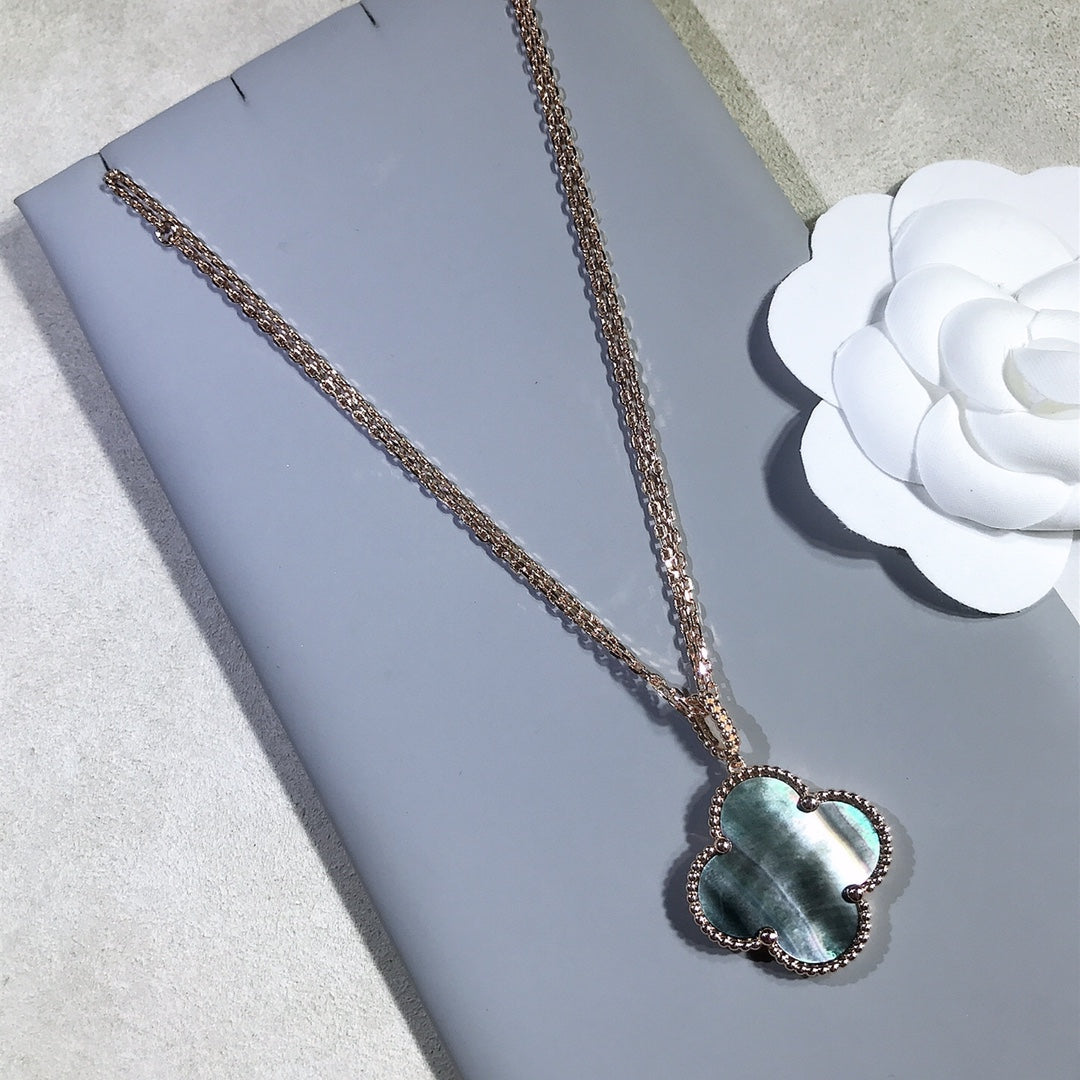 [Star Jewelry]CLOVER 25MM GOLD DARK MOP BIG CLOVER NECKLACE