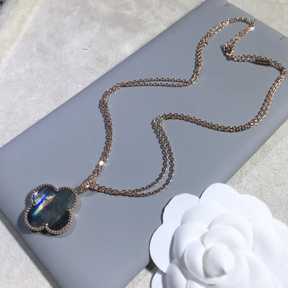 [Star Jewelry]CLOVER 25MM GOLD DARK MOP BIG CLOVER NECKLACE