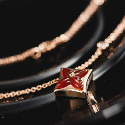 [Star Jewelry]STAR NECKLACE PINK GOLD 1 DIAMOND