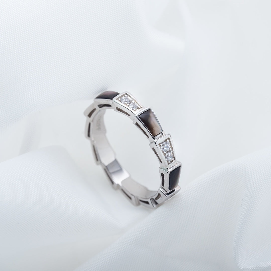 [Star Jewelry]SERPENTI RING SILVER  DIAMOND BLACK MOP 3MM