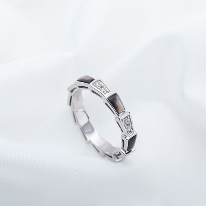 [Star Jewelry]SERPENTI RING SILVER  DIAMOND BLACK MOP 3MM