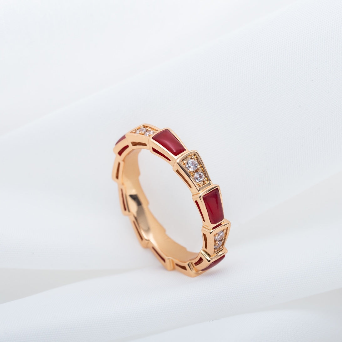 [Star Jewelry]SERPENTI RING PINK GOLD CARNELIAN DIAMOND 3MM