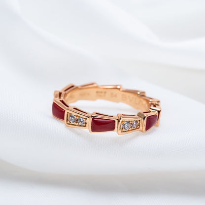 [Star Jewelry]SERPENTI RING PINK GOLD CARNELIAN DIAMOND 3MM