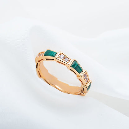 [Star Jewelry]SERPENTI RING PINK GOLD MALACHITE DIAMOND 3MM