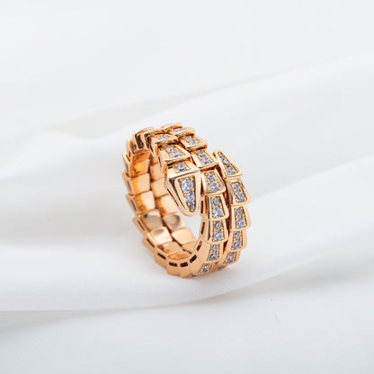 [Star Jewelry]SERPENTI RING PINK GOLD DIAMOND DOUBLE ROW