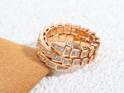 [Star Jewelry]SERPENTI RING PINK GOLD DIAMOND DOUBLE ROW