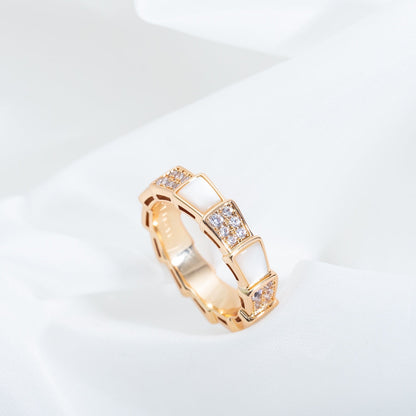 [Star Jewelry]SERPENTI RING PINK GOLD MOP DIAMOND PAVED 4MM