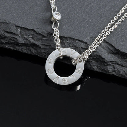 [Star Jewelry]LOVE NECKLACE 16MM 2 DIAMONDS