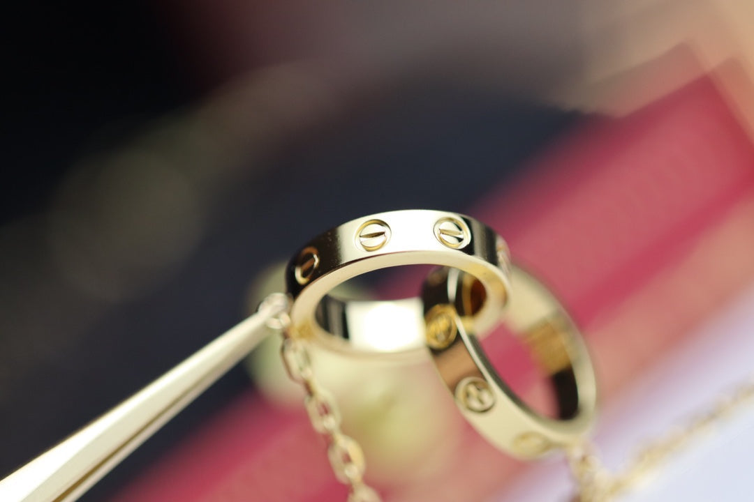 [Star Jewelry]LOVE NECKLACE DOUBLE RING GOLD
