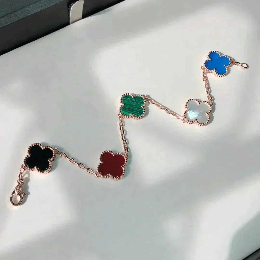 [Star Jewelry]CLOVER 5 MOTIFS MULTICOLOR BRACELET