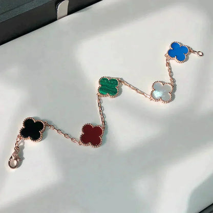 [Star Jewelry]CLOVER 5 MOTIFS MULTICOLOR BRACELET