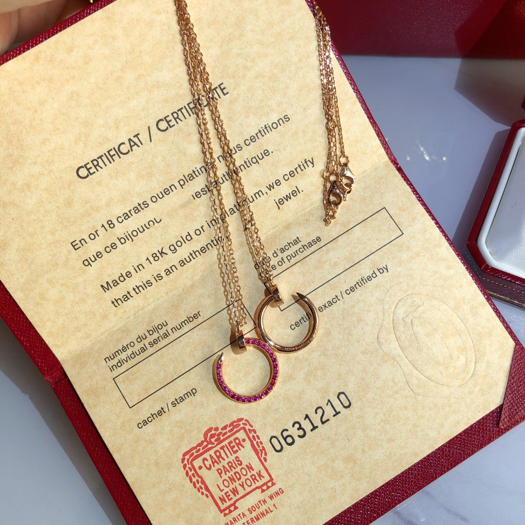 [Star Jewelry]JUSTE NECKLACE GOLD RED DIAMONDS