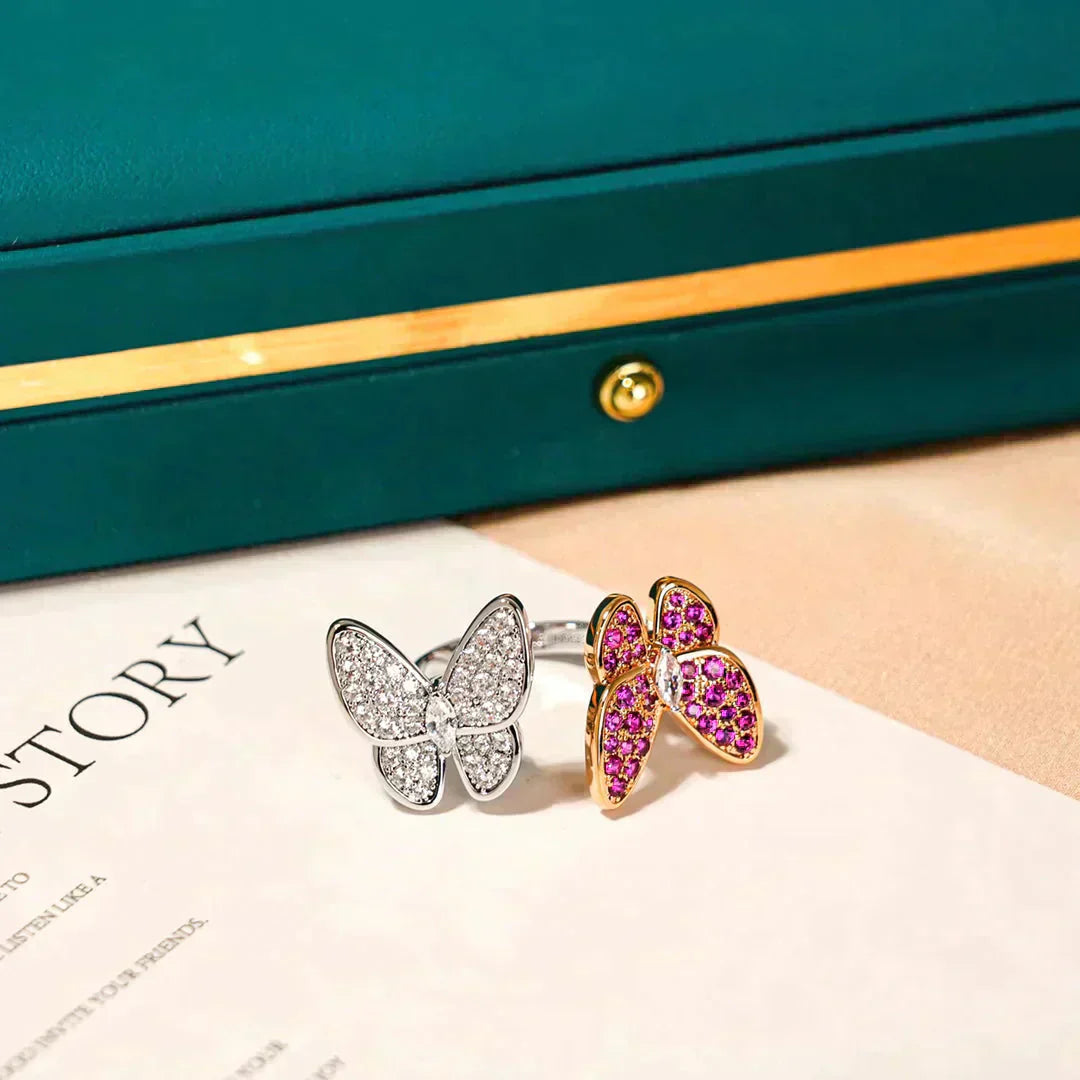 [Star Jewelry]TWIN BUTTERFLY DIAMOND RING