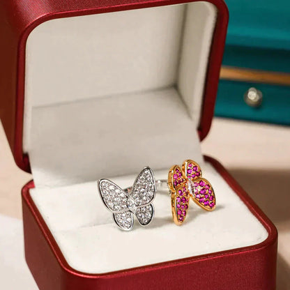 [Star Jewelry]TWIN BUTTERFLY DIAMOND RING
