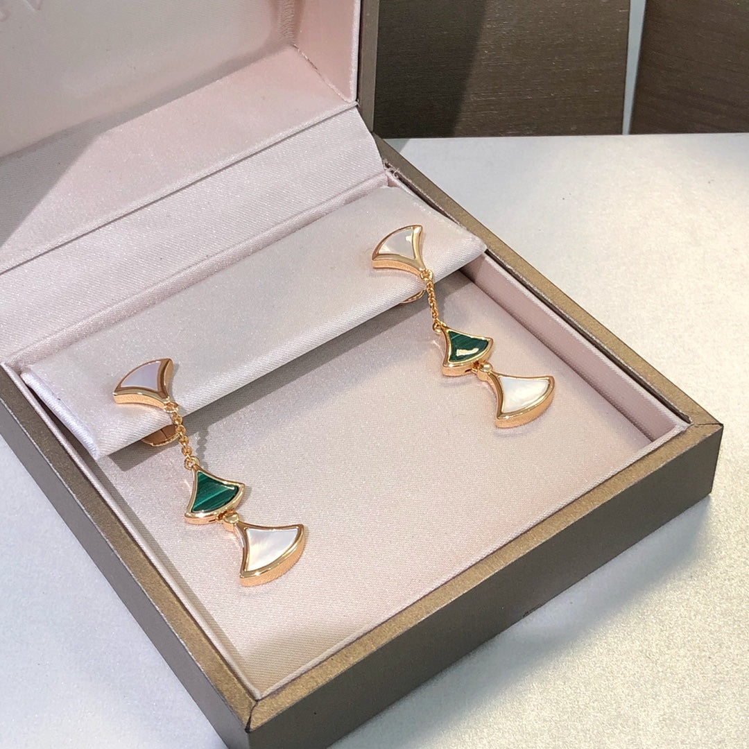 [Star Jewelry]DREAM EARRINGS 3 MOTIFS MALACHITE MOP PINK GOLD
