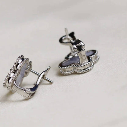 [Star Jewelry]CLOVER MEDIUM 1 MOTIFS  WHITE MOP EARRINGS SILVER
