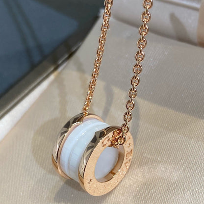 [Star Jewelry]ZERO 1 WHITE CERAMIC PINK GOLD NECKLACE