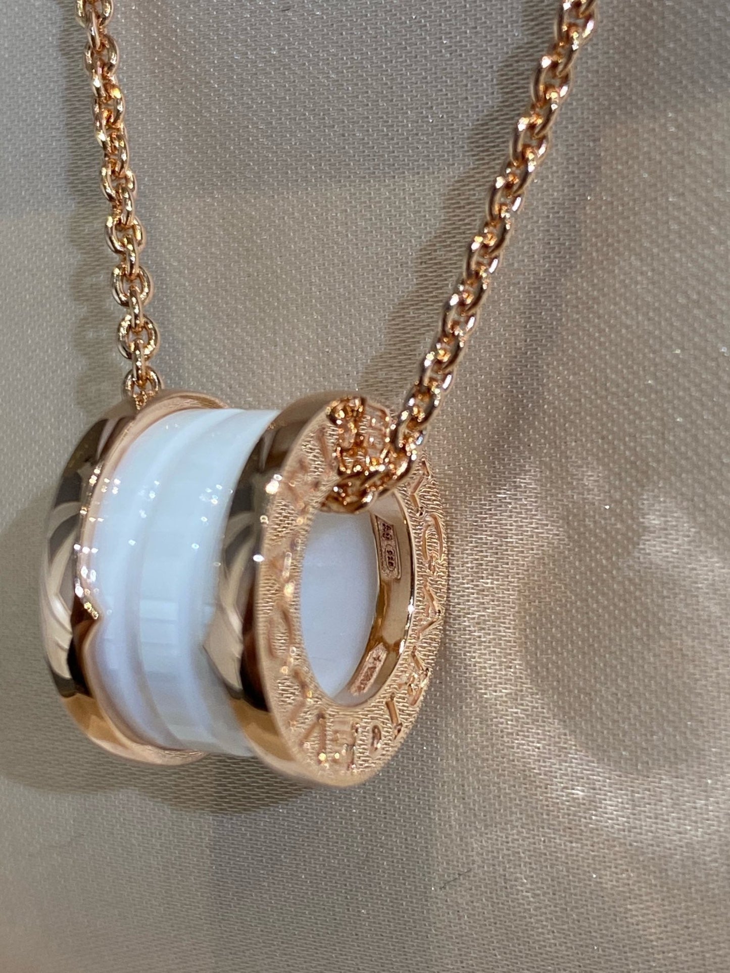 [Star Jewelry]ZERO 1 WHITE CERAMIC PINK GOLD NECKLACE