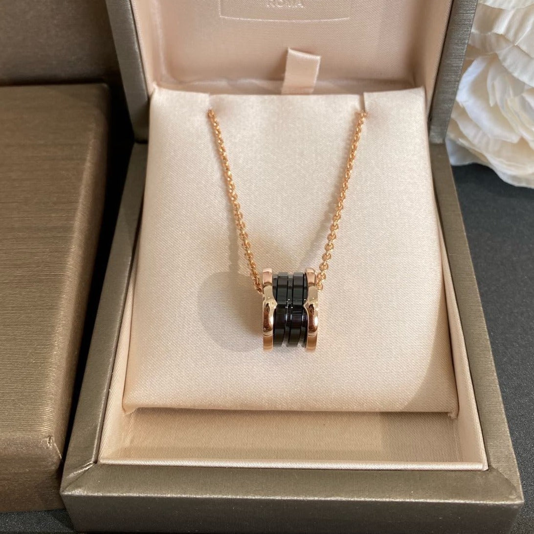 [Star Jewelry]ZERO 1 BLACK CERAMIC PINK GOLD NECKLACE