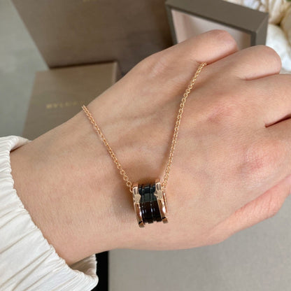[Star Jewelry]ZERO 1 BLACK CERAMIC PINK GOLD NECKLACE
