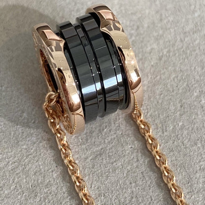 [Star Jewelry]ZERO 1 BLACK CERAMIC PINK GOLD NECKLACE