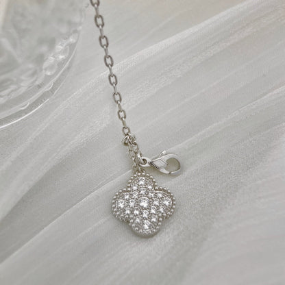 [Star Jewelry]CLOVER 5 MOTIFS SILVER DIAMONDS NECKLACE