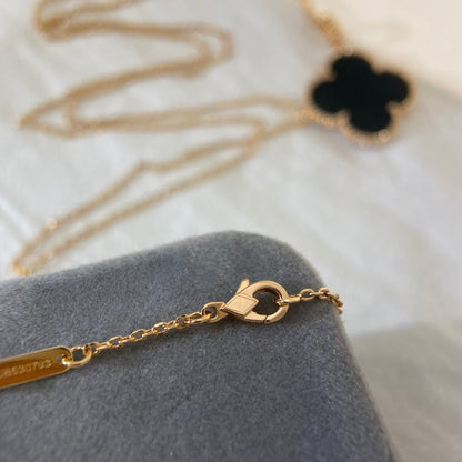 [Star Jewelry]CLOVER 25MM NECKLACE GOLD ONYX