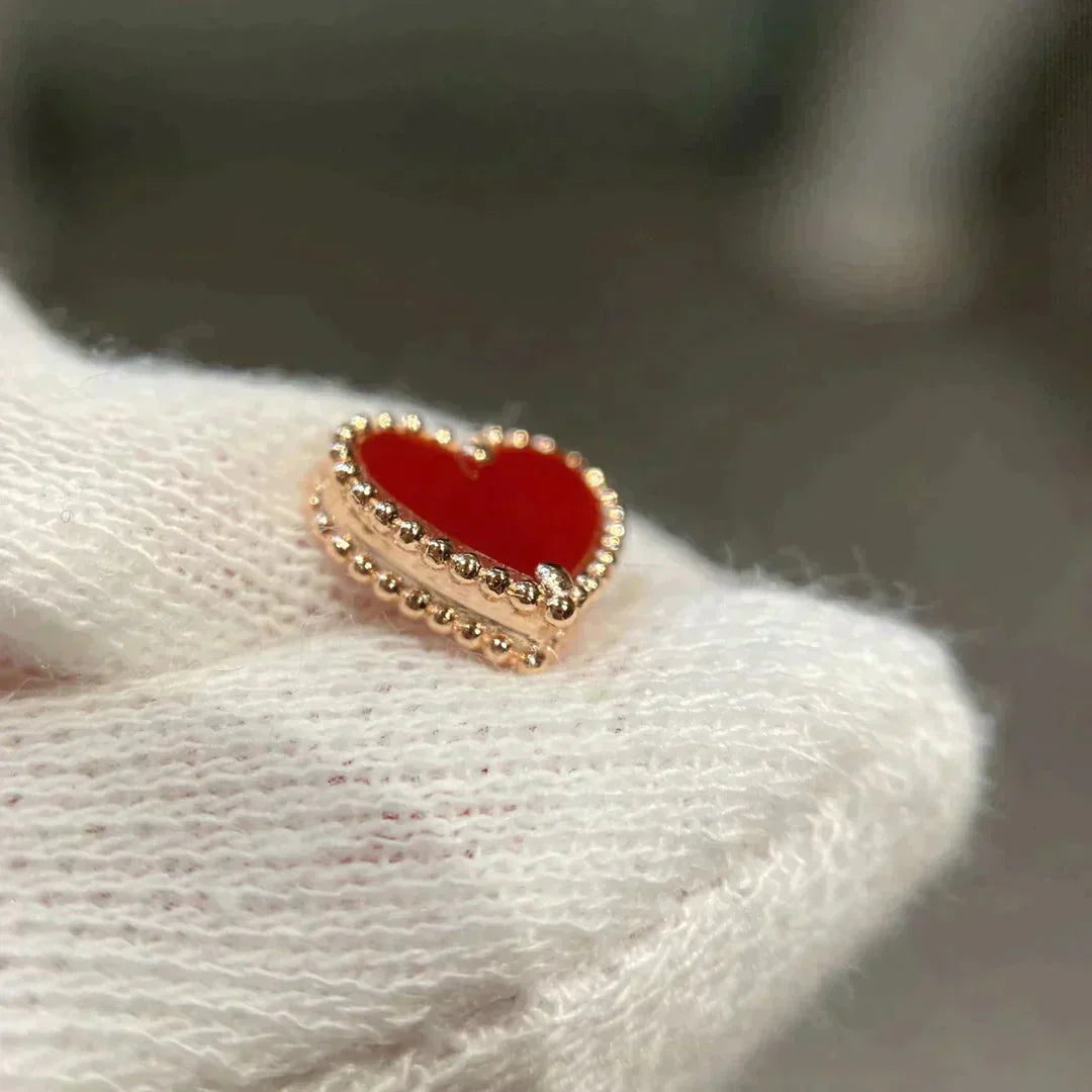 [Star Jewelry]HEART CARNELIAN STUD EARRINGS